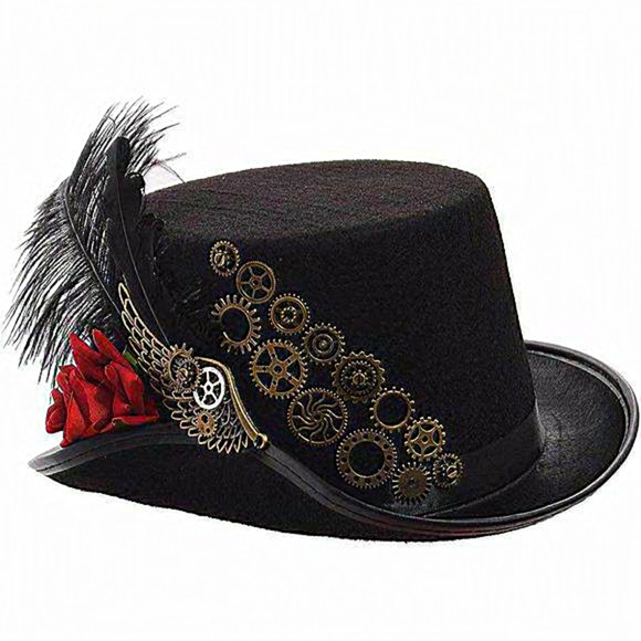Men Women Steampunk Top Hats‎ with Goggles - Picture 1 of 6